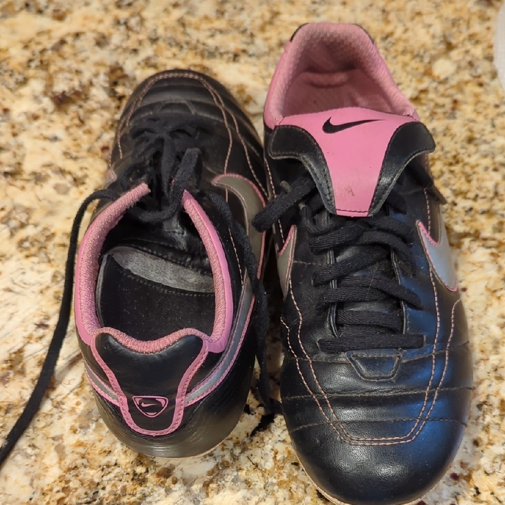 Nike Black and Pink Soccer Cleats